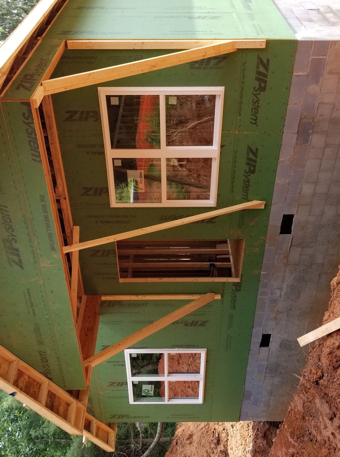 ADU under construction with ZIP System sheathing on block foundation
